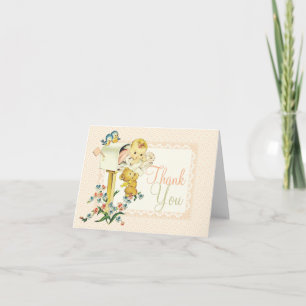 Vintage Baby Girl Mail Box Custom Thank You Card