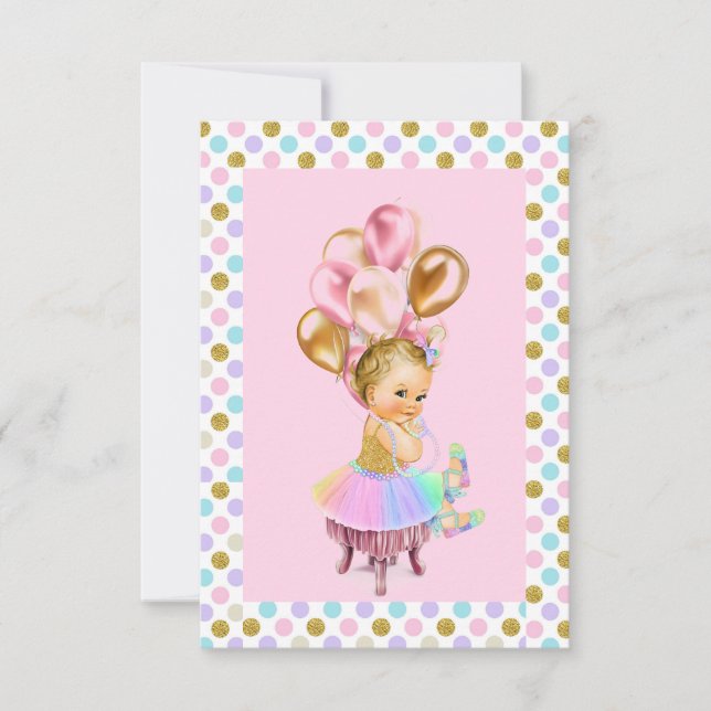Vintage Baby Girl Pastel Glitter Party Invitation (Front)