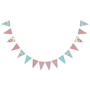 Vintage Baby Girl Pink and Blue Flag Banner