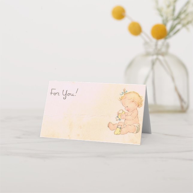 Vintage Baby Girl Place Card (Front)