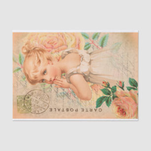 Vintage Baby Girl Postcard Decoupage Tissue Paper