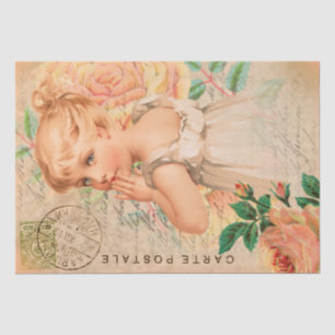 Vintage Baby Girl Postcard Decoupage Tissue Paper