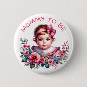 Vintage Baby Girl's Baby Shower   Mum to be 6 Cm Round Badge