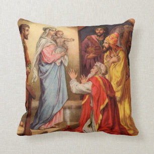 Vintage Baby Jesus and the 3 Kings Cushion