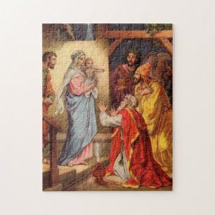 Vintage Baby Jesus and the 3 Kings Jigsaw Puzzle