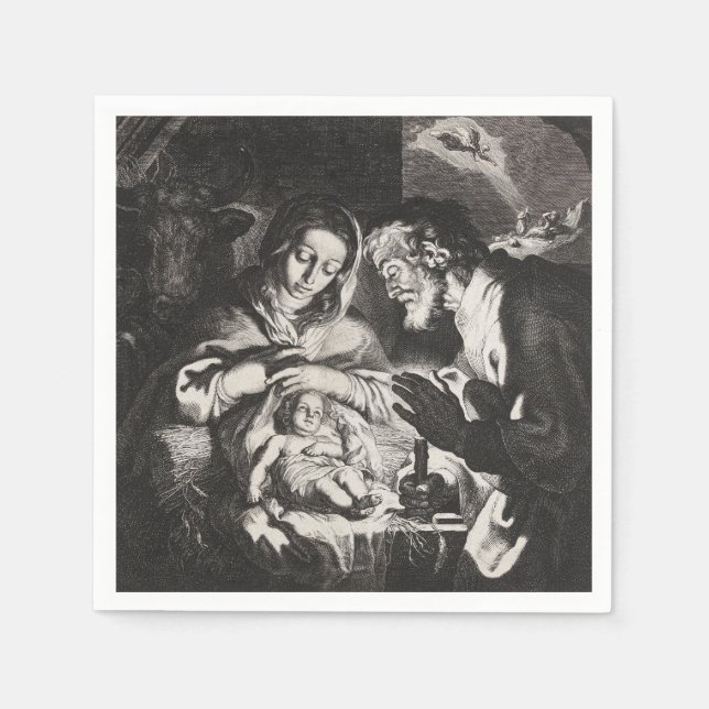 Vintage Baby Jesus Christmas Nativity Napkin (Front)