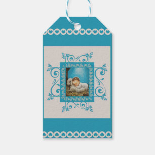 Vintage Baby Jesus in Manger with lamb Gift Tags