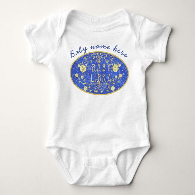 Vintage baby Libra zodiac personalised Baby Bodysuit (Front)