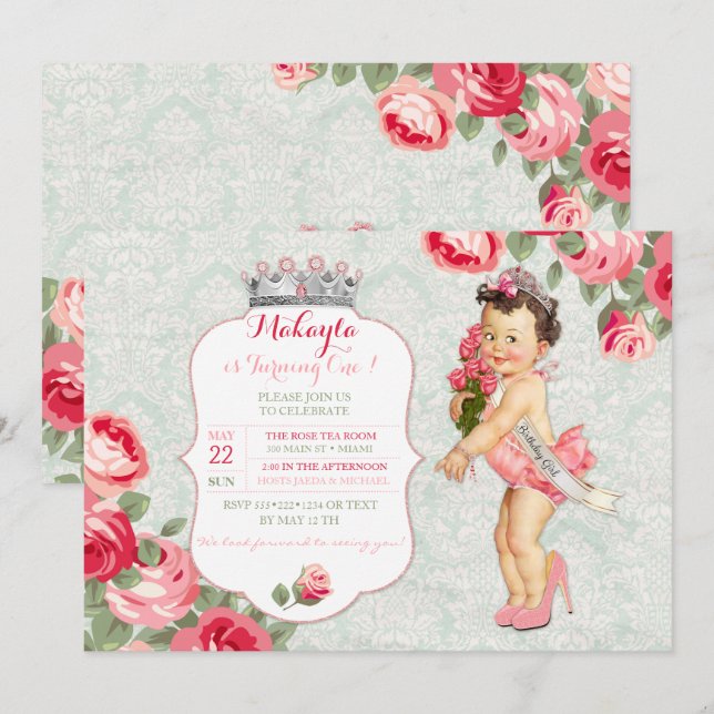 Vintage Baby Little Miss America Pageant Princess Invitation (Front/Back)