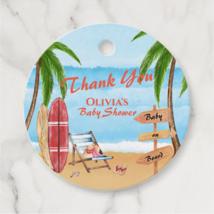 Vintage Baby On Board Surfing Baby Shower Favour Tags