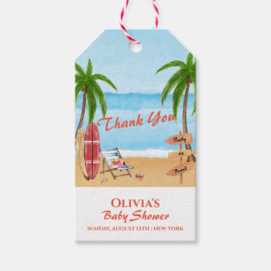 Vintage Baby On Board Surfing Baby Shower Gift Tags