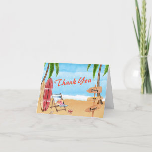 Vintage Baby On Board Surfing Baby Shower Thank You Card