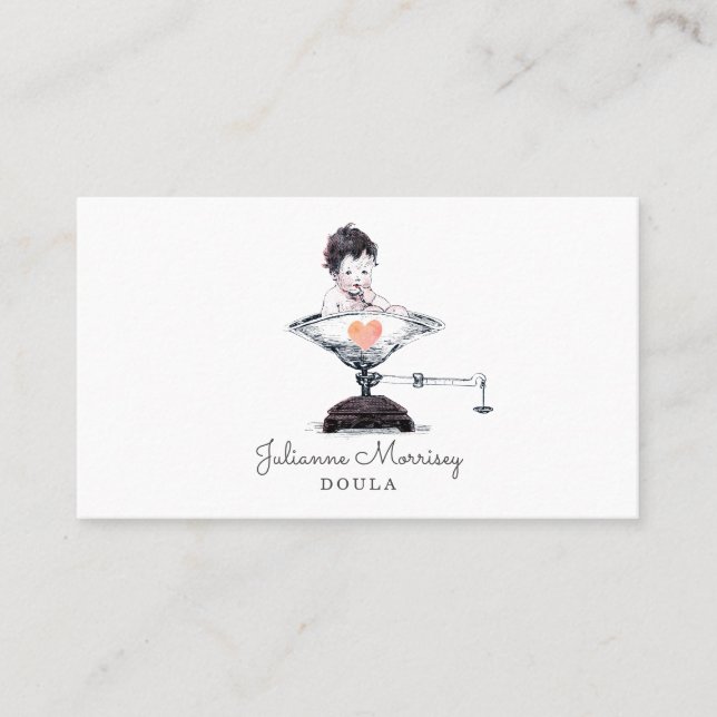 Vintage Baby On Scale Doula Business Card (Front)