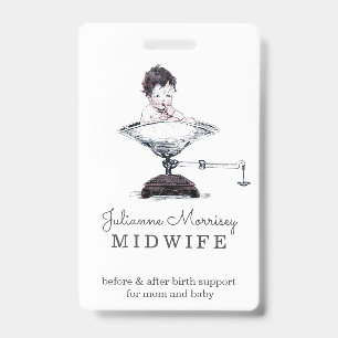 Vintage Baby On Scale Midwife Doula ID Badge