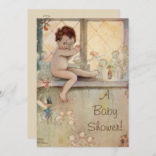 Vintage Baby Peter Pan Baby Shower Invitation (Front/Back)