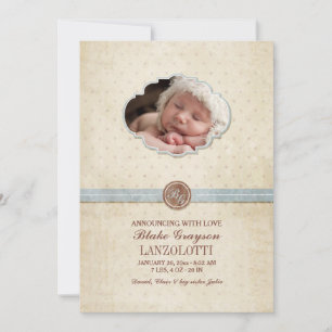 Vintage Baby Photo Birth Announcement