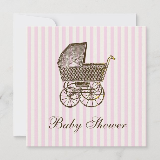 VINTAGE BABY PRAM | BABY SHOWER INVITATION (Front)