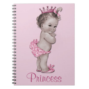 Vintage Baby Princess Pink Personalised Notebook