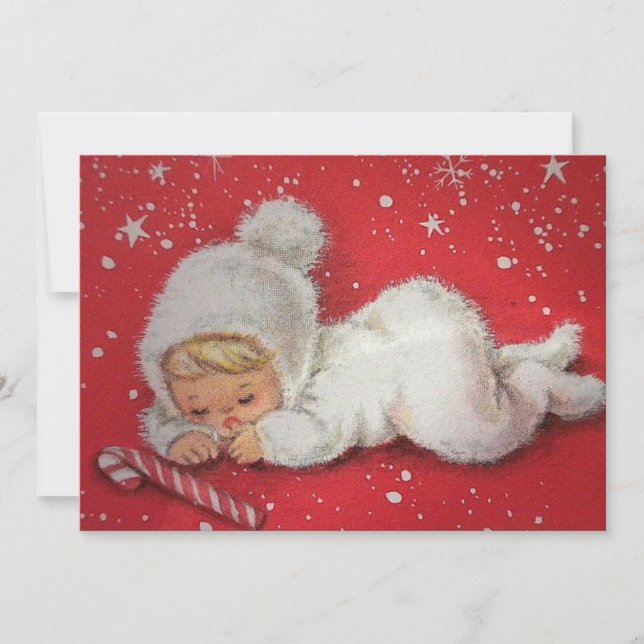 Vintage Baby’s First Christmas Holiday Card (Front)