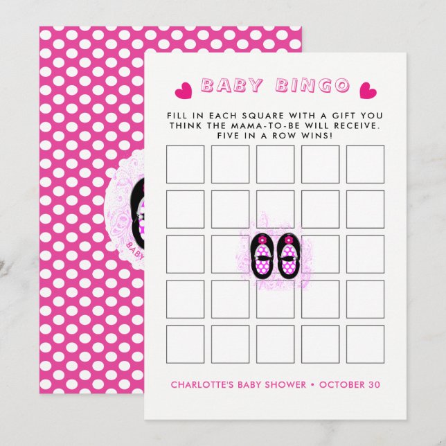 Vintage Baby Shoes Baby Shower Bingo Game Invitation (Front/Back)