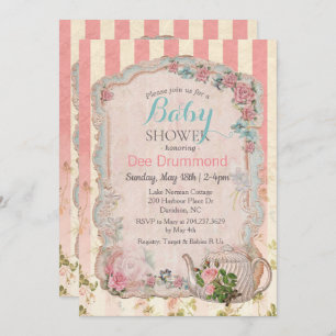 Vintage Baby Shower Floral Tea Invitation