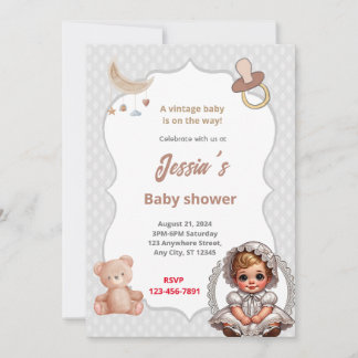 Vintage Baby Shower  Invitation