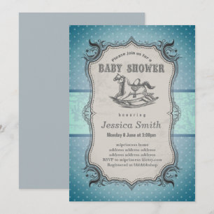 Vintage BABY SHOWER invitation - Rocking Horse