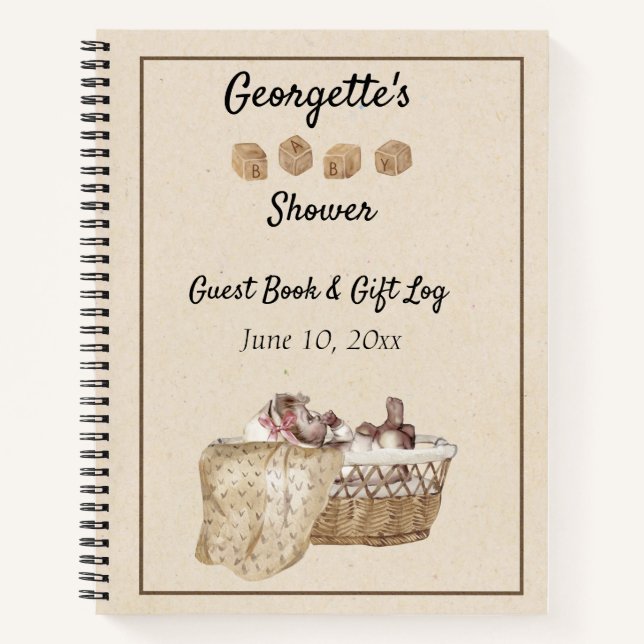 Vintage Baby Shower Spiral Guest Book (Front)