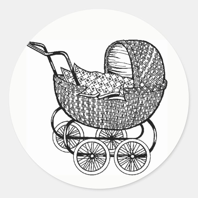 Vintage Baby Shower Stroller Sticker (Front)