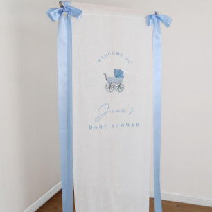 Vintage Baby Shower Welcome Sign, Blue toile de jo Banner