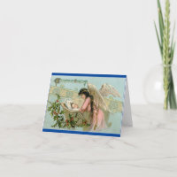 Vintage Baby With Angel Christmas Card