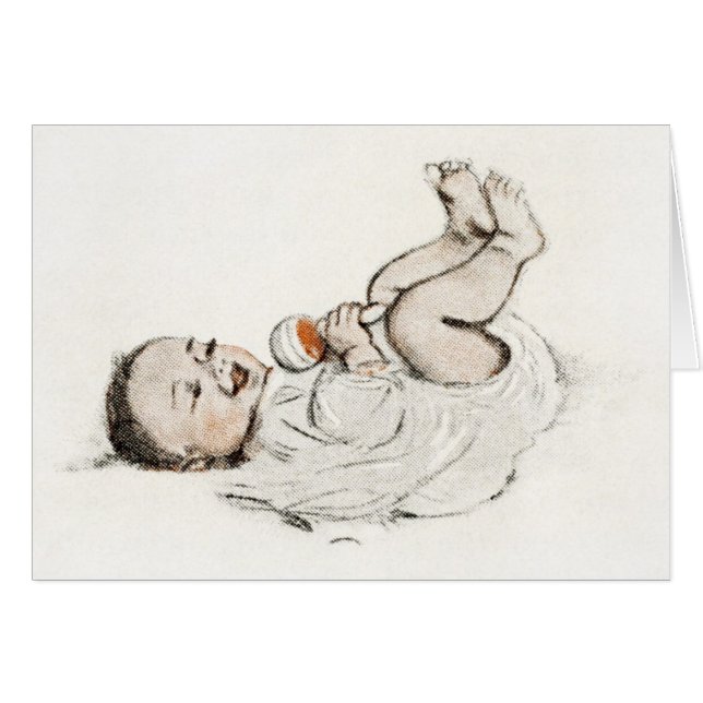 Vintage - Baby with Rattle, (Front Horizontal)