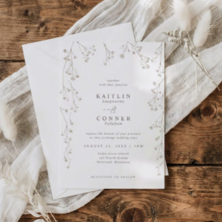 Vintage Baby's Breath Delicate Wildflower Wedding Invitation
