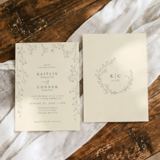 Vintage Baby's Breath Ivory Wildflower Wedding Invitation