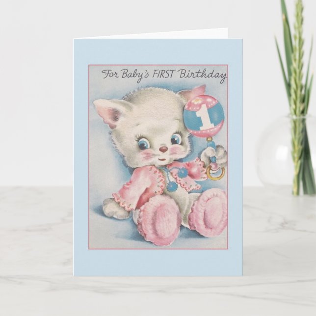 Vintage Baby's First Birthday Card (Front)