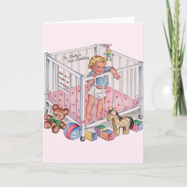 Vintage Baby's First Birthday Greeting Card (Front)