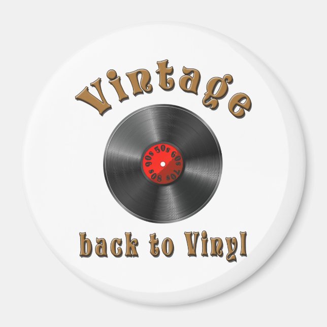 Vintage Back to Vinyl Record Art Magnet (Front)