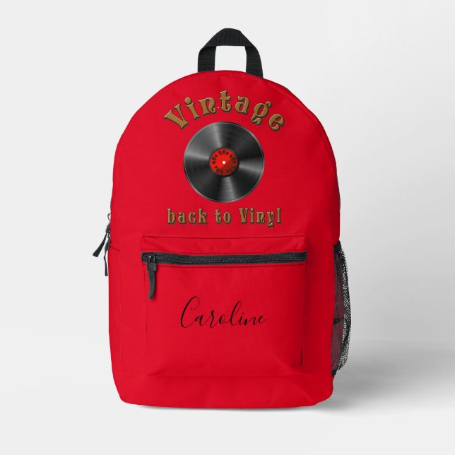 Vintage - Back to Vinyl, the record is back Printed Backpack (Front)