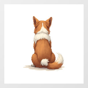 Vintage Back View Dog Illustration on White Backgr