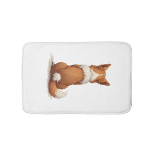 Vintage Back View Dog Illustration on White Backgr Bath Mat