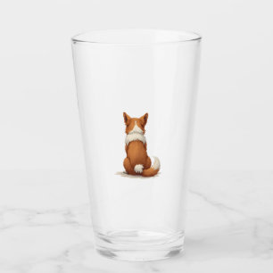 Vintage Back View Dog Illustration on White Backgr Glass