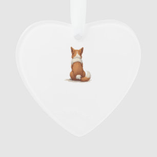 Vintage Back View Dog Illustration on White Backgr Ornament