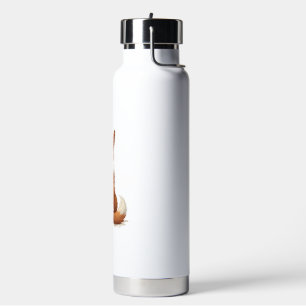 Vintage Back View Dog Illustration on White Backgr Water Bottle