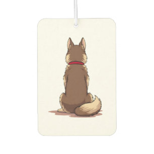 Vintage Back View Husky Dog Illustration Brown Whi Car Air Freshener