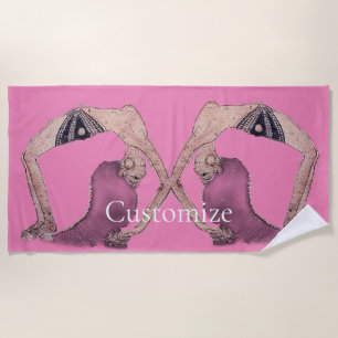 Vintage Backbend Yoga Pose Thunder_Cove Beach Towel