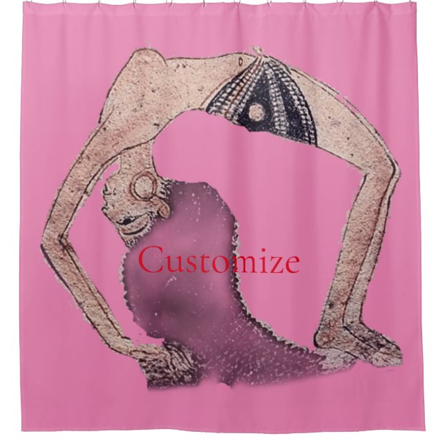 Vintage Backbend Yoga Pose Thunder_Cove Shower Curtain (Front)