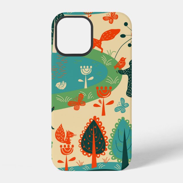 Vintage background and beasts iPhone case (Back)