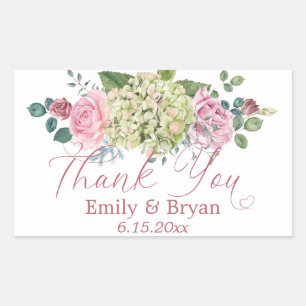 Vintage Background Rose Spray Wedding Thank You Cl Rectangular Sticker