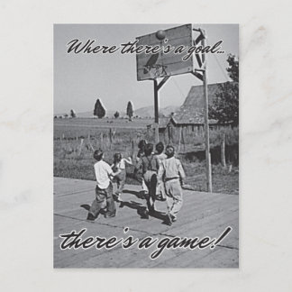 Vintage Backyard Basketball Postcard