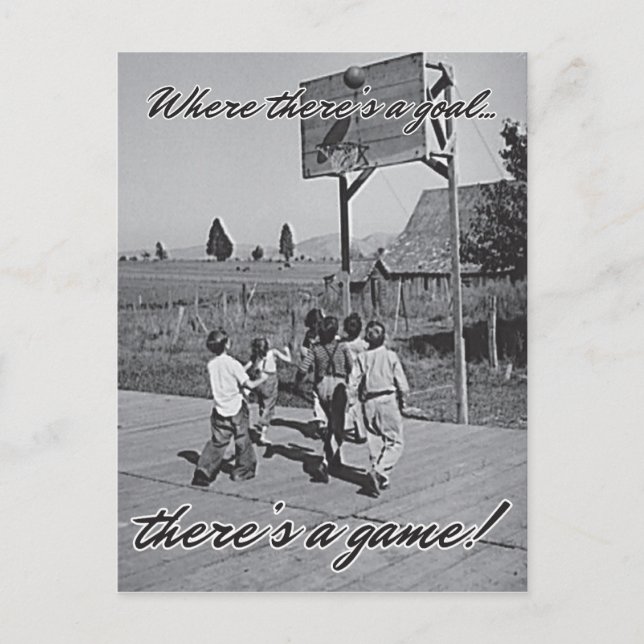 Vintage Backyard Basketball Postcard (Front)